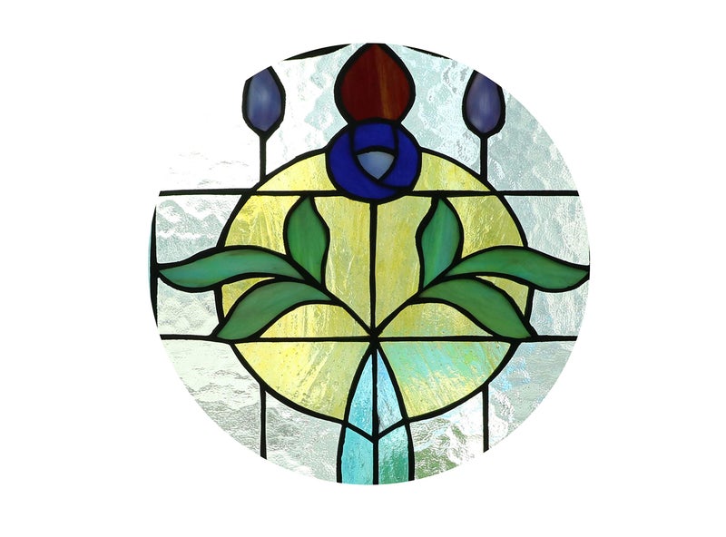 Yogoart Tiffany Style Life Power Stained Glass Window Panel Hanging Transom Window 20" X 14" - Image 3